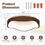 Modern LED Ceiling Light with Wood Pattern and Metal Frame