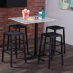 36-Inch Tall Indoor/Outdoor Table with 36 x 36-Inch Diameter Rustic Square Top with Umbrella Hole, Brushed Aluminum Base, and 18-Inch Diameter Foot