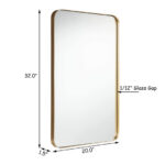 Wall-Mounted Rectangular Mirror with Metal Frame Rounded Corners