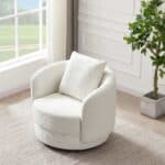 Cream Boucle Mid-Century Modern Accent Armchair for Living Room