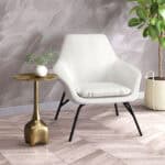 Round Marble Top Side Table with Antique Brass Cast Base