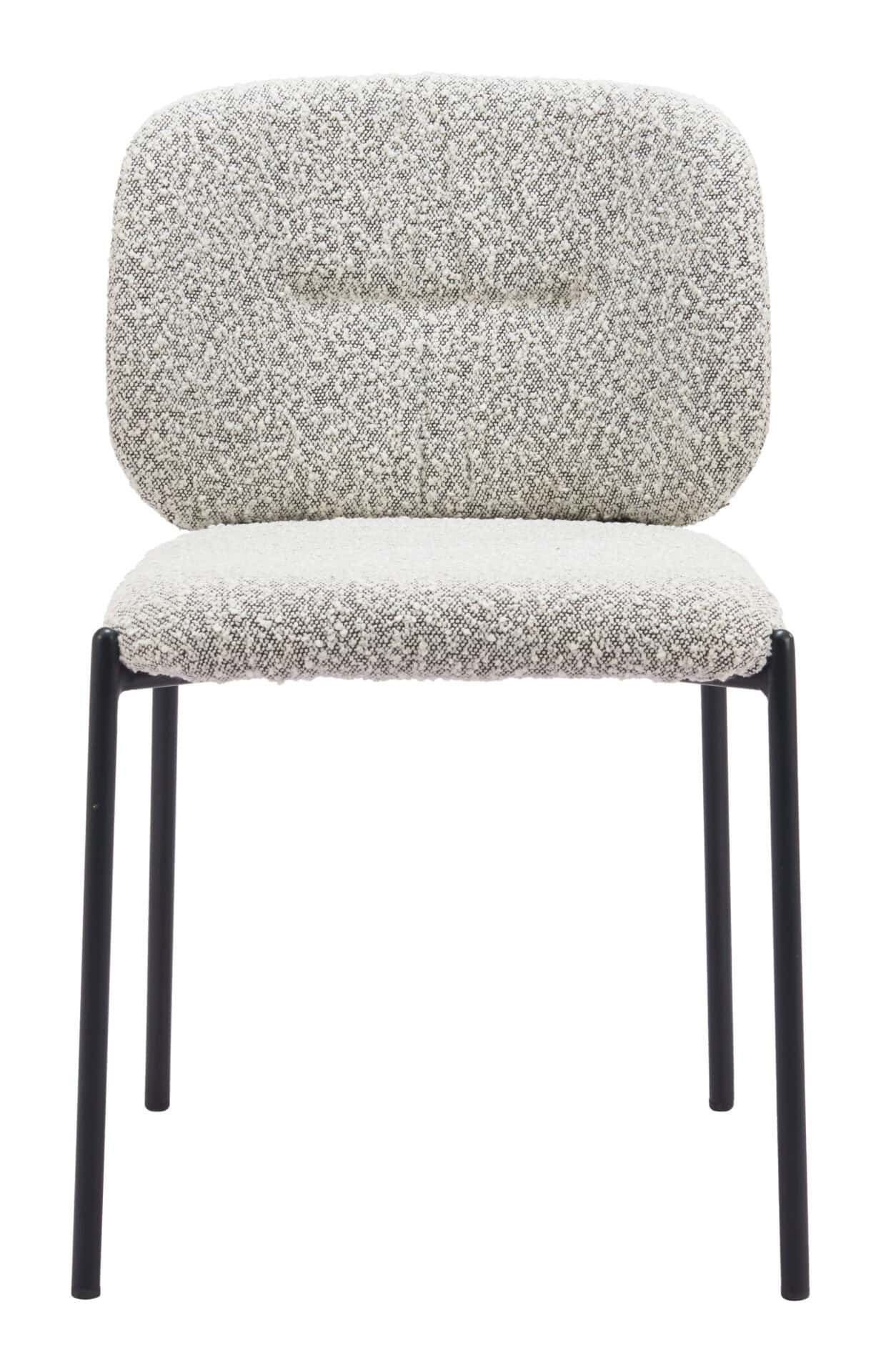 Gray Shearling Seat Dining Chair with Steel Legs (Set of 2) 3 Gray Shearling Seat Dining Chair with Steel Legs (Set of 2) - Image 3
