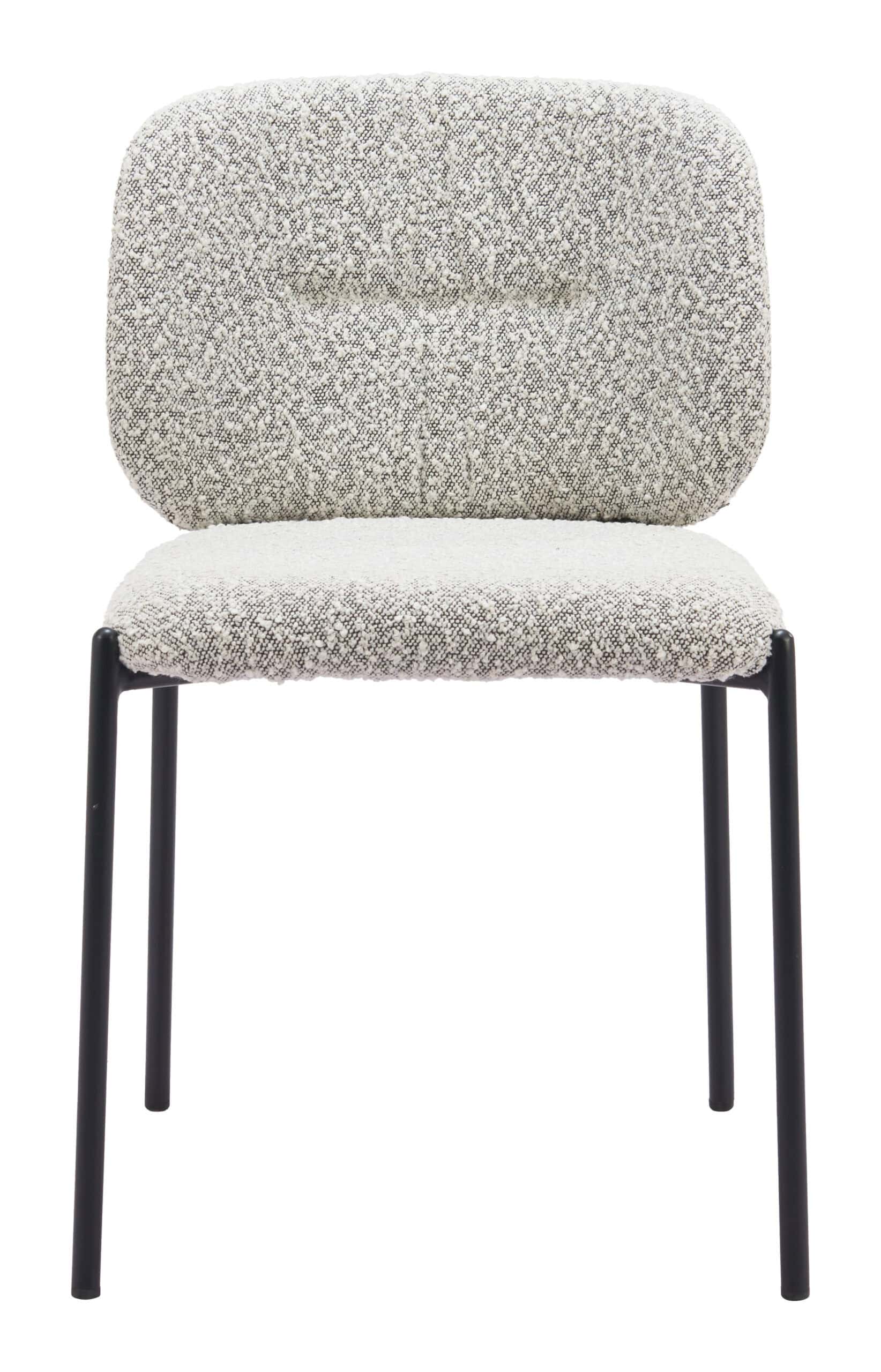 Gray Shearling Seat Dining Chair with Steel Legs (Set of 2) 11 Gray Shearling Seat Dining Chair with Steel Legs (Set of 2)
