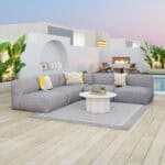 Gray Weather-Resistant Outdoor Corner Chair with Washable Cushion Cover