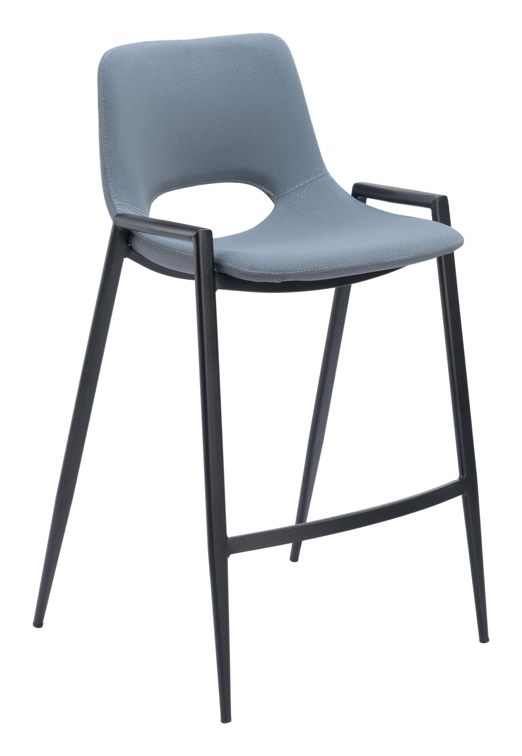 Mid-Century Modern Faux Leather Counter Stool with Armrest (Set of 2)