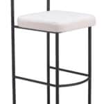 Ivory Teddy Fabric Barstool with Black Steel Frame (Set of 2) 17 Ivory Teddy Fabric Barstool with Black Steel Frame (Set of 2)