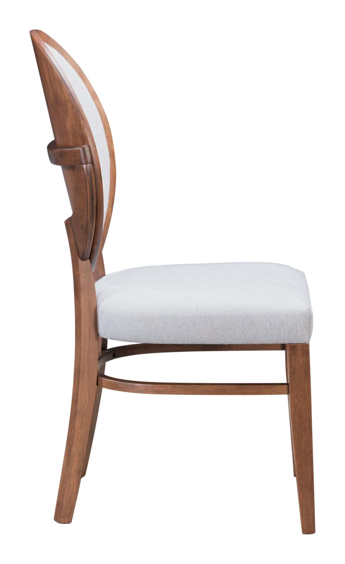 Modern Walnut Dining Chair with Light Gray Upholstery (Set of 2) 3 Modern Walnut Dining Chair with Light Gray Upholstery (Set of 2) - Image 3