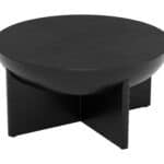 Black Mango Wood Coffee Table with Round Top and Rubber Feet 13 Black Mango Wood Coffee Table with Round Top and Rubber Feet