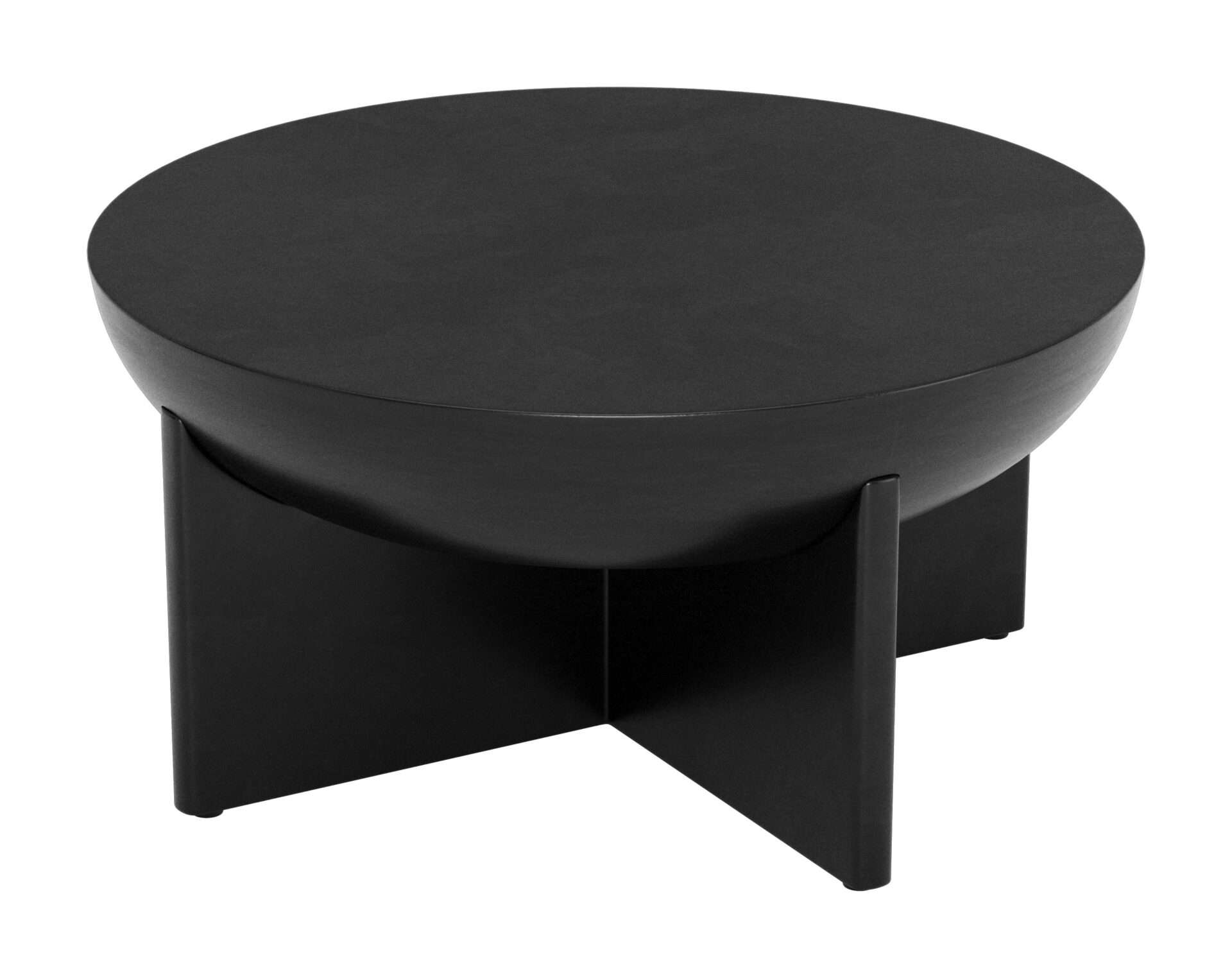 Black Mango Wood Coffee Table with Round Top and Rubber Feet 6 Black Mango Wood Coffee Table with Round Top and Rubber Feet - Image 6