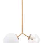 Gold-Plated Steel Ceiling Lamp with Glass Shades and Adjustable Cord 15 Gold-Plated Steel Ceiling Lamp with Glass Shades and Adjustable Cord