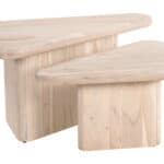 Natural Acacia Wood Boho Coffee Table Set with Triangular Tops (Set of 2) 10 Natural Acacia Wood Boho Coffee Table Set with Triangular Tops (Set of 2)