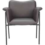 Sleek Brown Faux Leather Accent Chair with Steel Frame