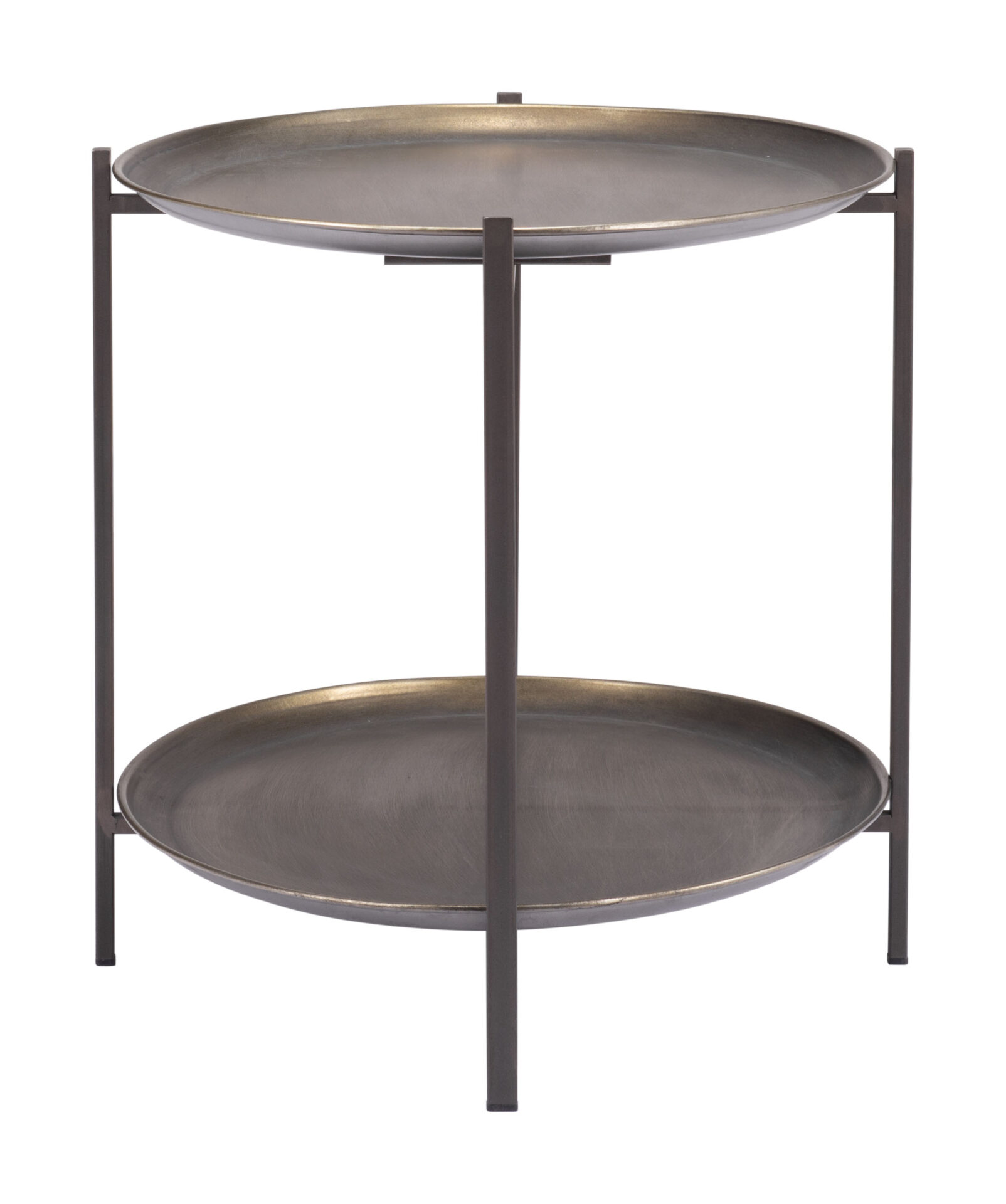 Round Industrial Coffee Table with 2-Tier Shelves, Bronze Finish 4 Round Industrial Coffee Table with 2-Tier Shelves, Bronze Finish - Image 4
