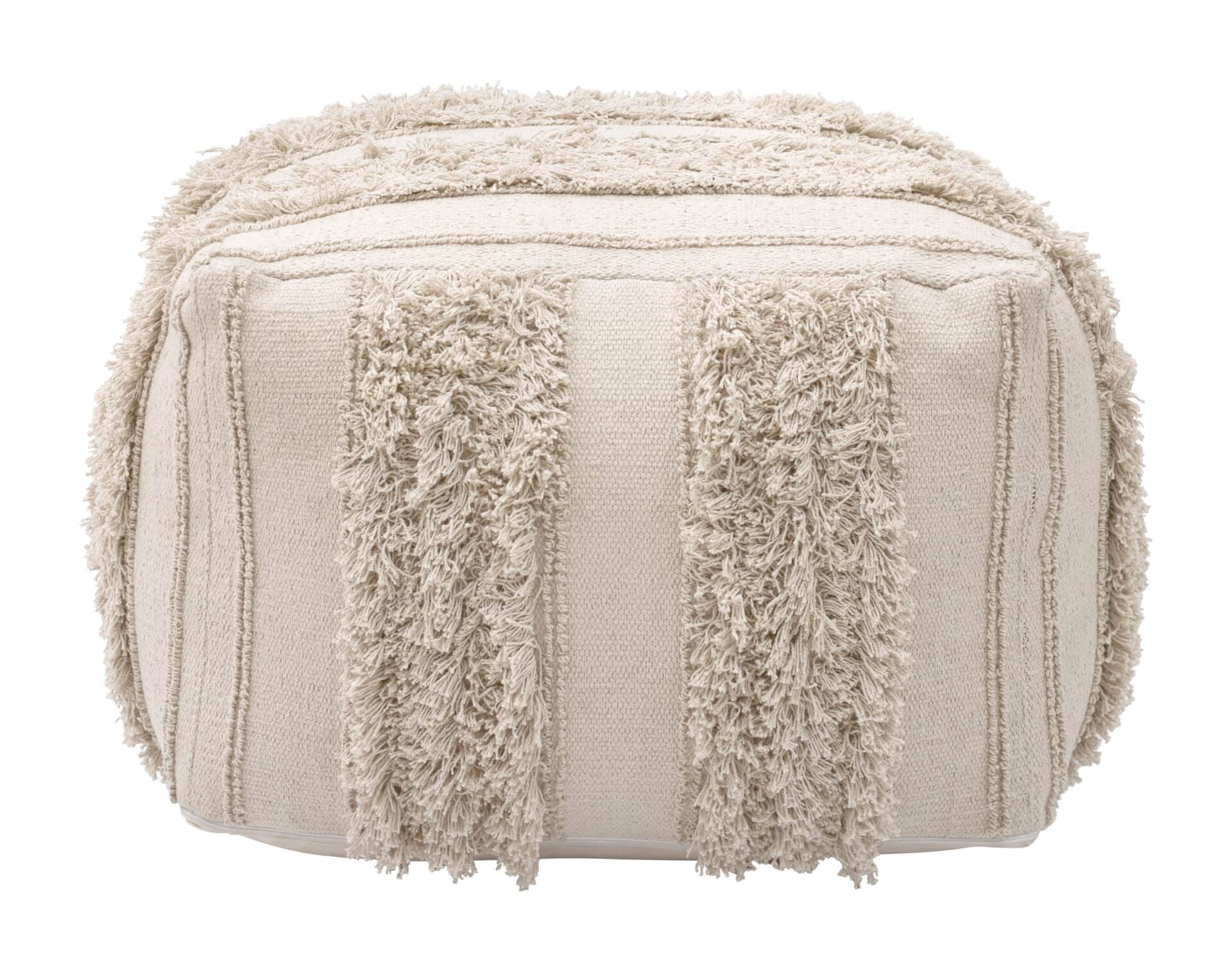 Woven Cotton Boho Chic Ottoman with Rubber Feet Protection 4 Woven Cotton Boho Chic Ottoman with Rubber Feet Protection - Image 4