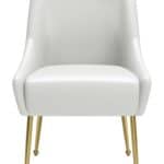 White and Gold Upholstered Armchair with Cushioned Back and Armrest 15 White and Gold Upholstered Armchair with Cushioned Back and Armrest