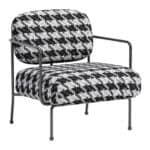 Modern Houndstooth Accent Chair with Steel Frame and Armrests