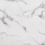 White Faux Marble Dining Table with Gold Geometric Base