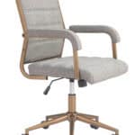 Modern Beige Vinyl Office Chair with Adjustable Height and Swivel