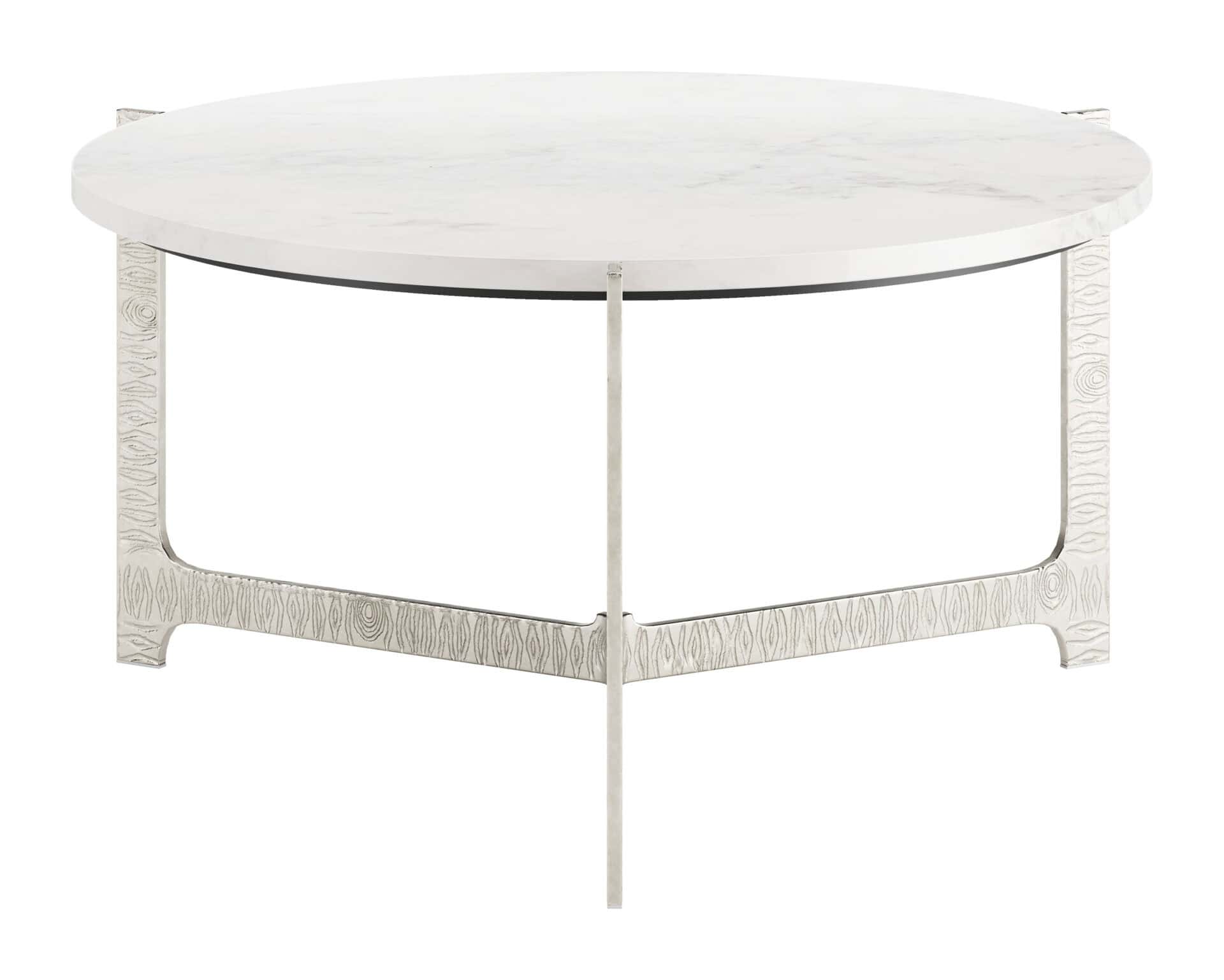 Luxurious Round Marble Coffee Table with Cast Aluminum Base 4 Luxurious Round Marble Coffee Table with Cast Aluminum Base - Image 4