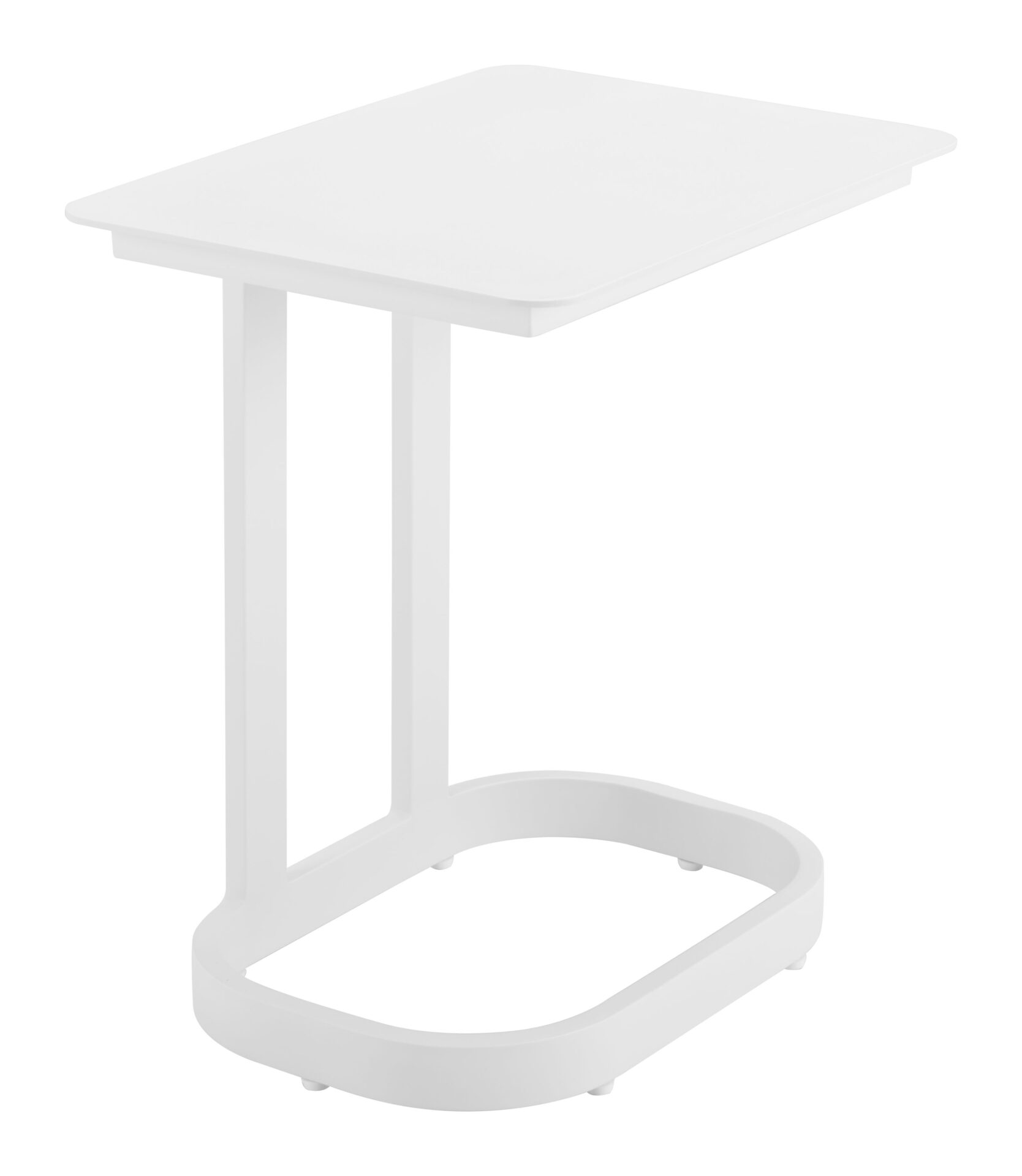 White Aluminum End Table with Faux Wood Top 7 White Aluminum End Table with Faux Wood Top - Image 7