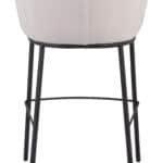 Ivory Teddy Fabric Barstool with Footrest and Steel Frame