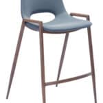 Mid-Century Modern Gray Faux Leather Counter Stool with Walnut Legs (Set of 2)