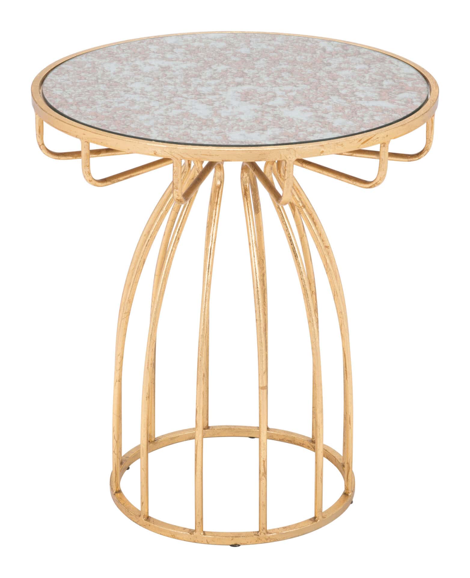 Gold Silo Side Table with White Round Top 2 Gold Silo Side Table with White Round Top - Image 2
