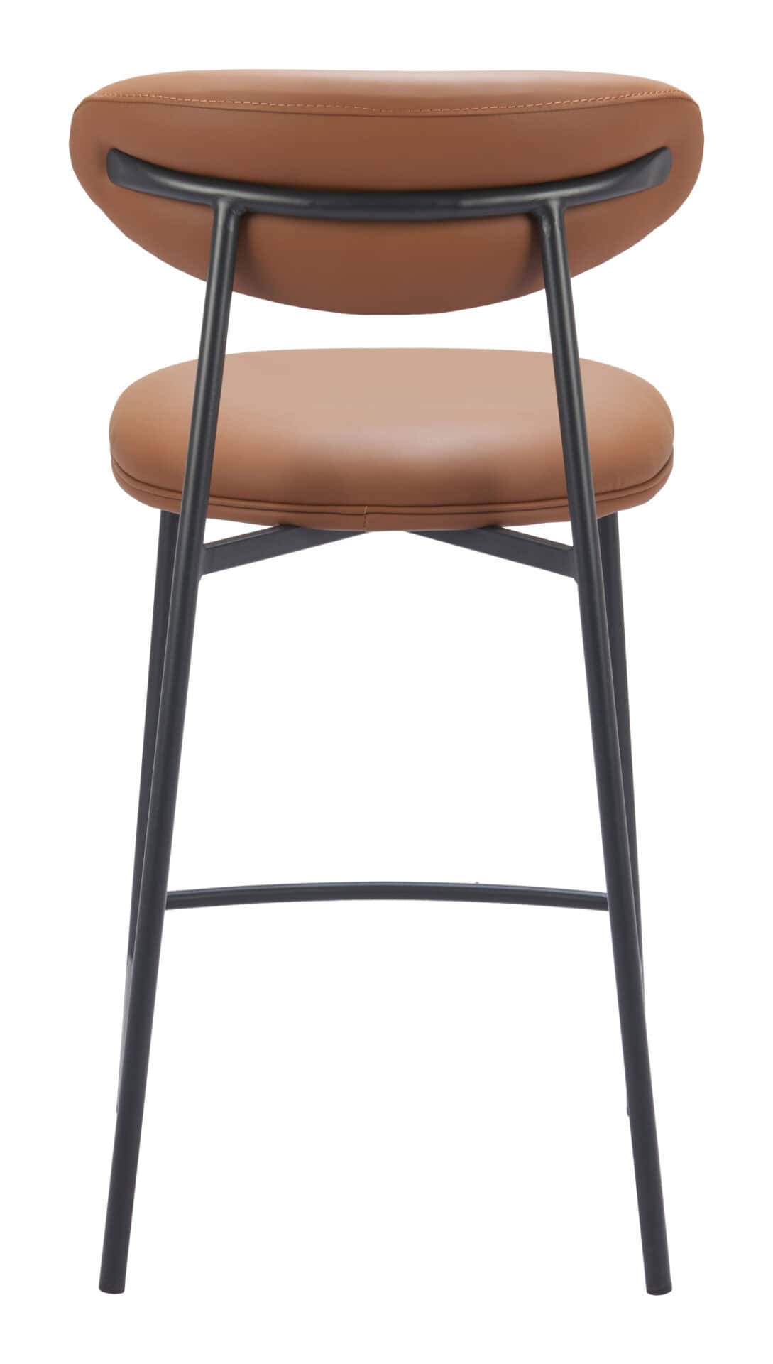 Brown Faux Leather Counter Stool with Steel Frame (Set of 2) 4 Brown Faux Leather Counter Stool with Steel Frame (Set of 2) - Image 4