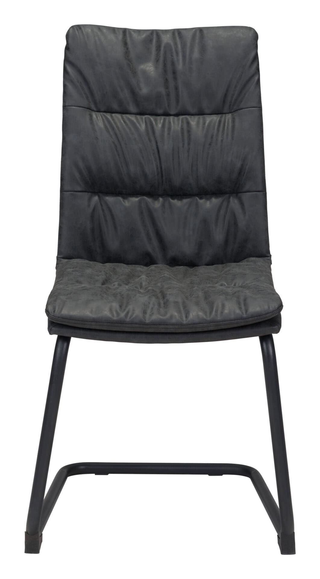 Vintage Black Faux Leather Dining Chair with Steel Legs (Set of 2) 5 Vintage Black Faux Leather Dining Chair with Steel Legs (Set of 2) - Image 5