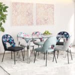 Multicolor Velvet Dining Chairs with Steel Frame (Set of 2)
