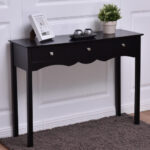 Modern Black Console Table with 3 Drawers for Entryway