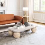 Natural Mango Wood Coffee Table with Marble Top 12 Natural Mango Wood Coffee Table with Marble Top