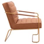 Vintage Brown Faux Leather Accent Chair with Steel Base and Armrests 11 Vintage Brown Faux Leather Accent Chair with Steel Base and Armrests
