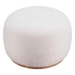 Cream Sherpa Ottoman with Wood Legs and Modern Design 8 Cream Sherpa Ottoman with Wood Legs and Modern Design