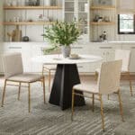 White Sintered Stone Round Dining Table with Steel Base 10 White Sintered Stone Round Dining Table with Steel Base