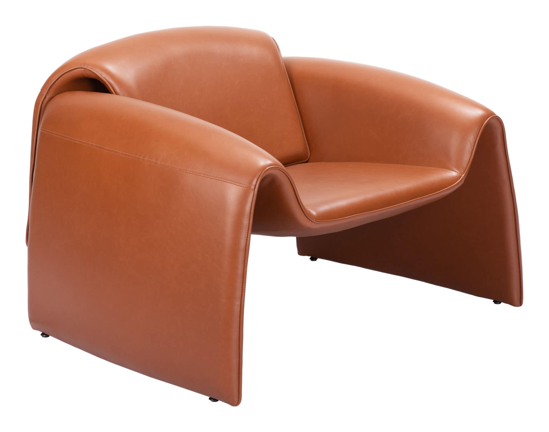 Modern Brown Faux Leather Chair with Steel Frame and Armrests 8 Modern Brown Faux Leather Chair with Steel Frame and Armrests - Image 8