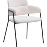 Cream Shearling-Style Dining Chair with Steel Legs (Set of 2)