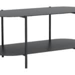 Modern Black Oval Coffee Table with Two-Tier Shelves 11 Modern Black Oval Coffee Table with Two-Tier Shelves
