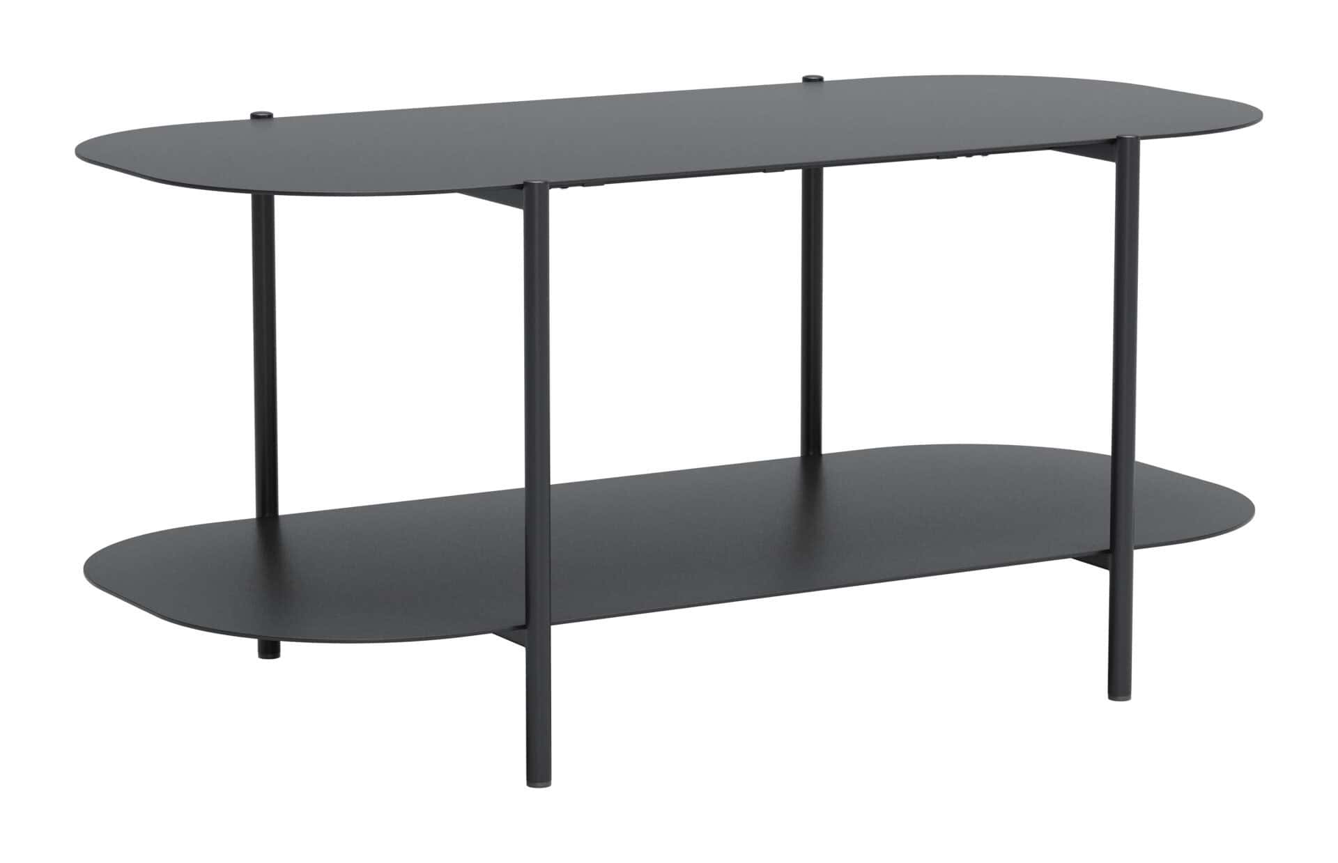 Modern Black Oval Coffee Table with Two-Tier Shelves 5 Modern Black Oval Coffee Table with Two-Tier Shelves - Image 5
