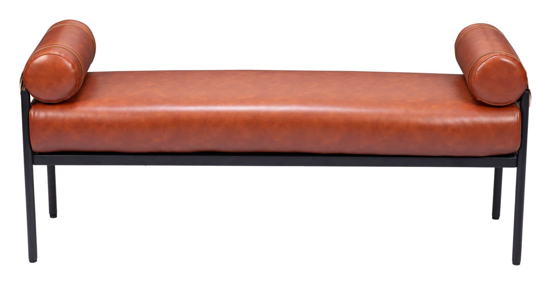 Modern Faux Leather Bench with Steel Legs and Rubber Feet 4 Modern Faux Leather Bench with Steel Legs and Rubber Feet - Image 4