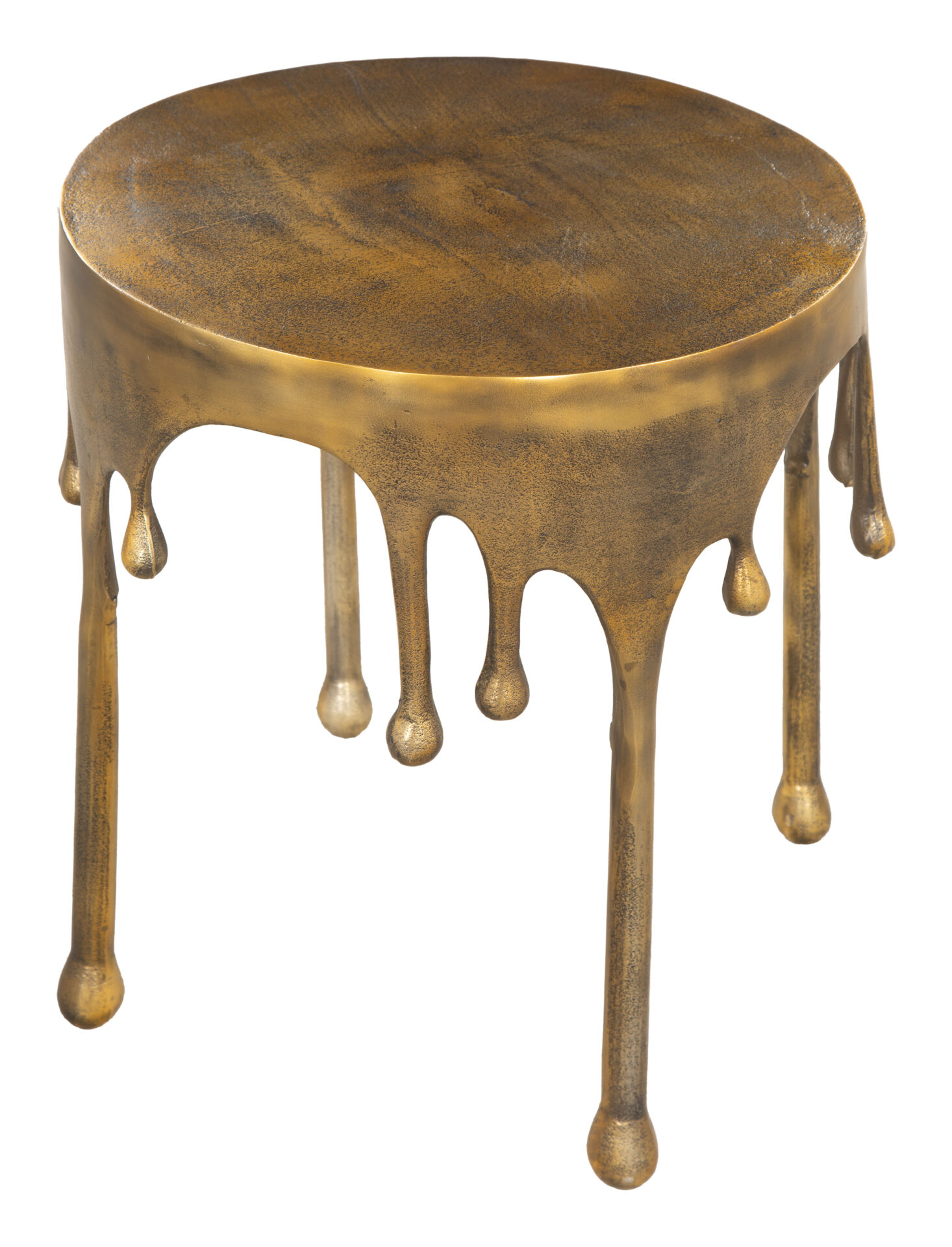 Antique Brass Deco-Inspired Round Side Table with Steel Frame 4 Antique Brass Deco-Inspired Round Side Table with Steel Frame - Image 4