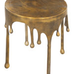Antique Brass Deco-Inspired Round Side Table with Steel Frame 10 Antique Brass Deco-Inspired Round Side Table with Steel Frame