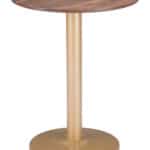 Round Brown & Gold Bistro Table with Pedestal Base for Two
