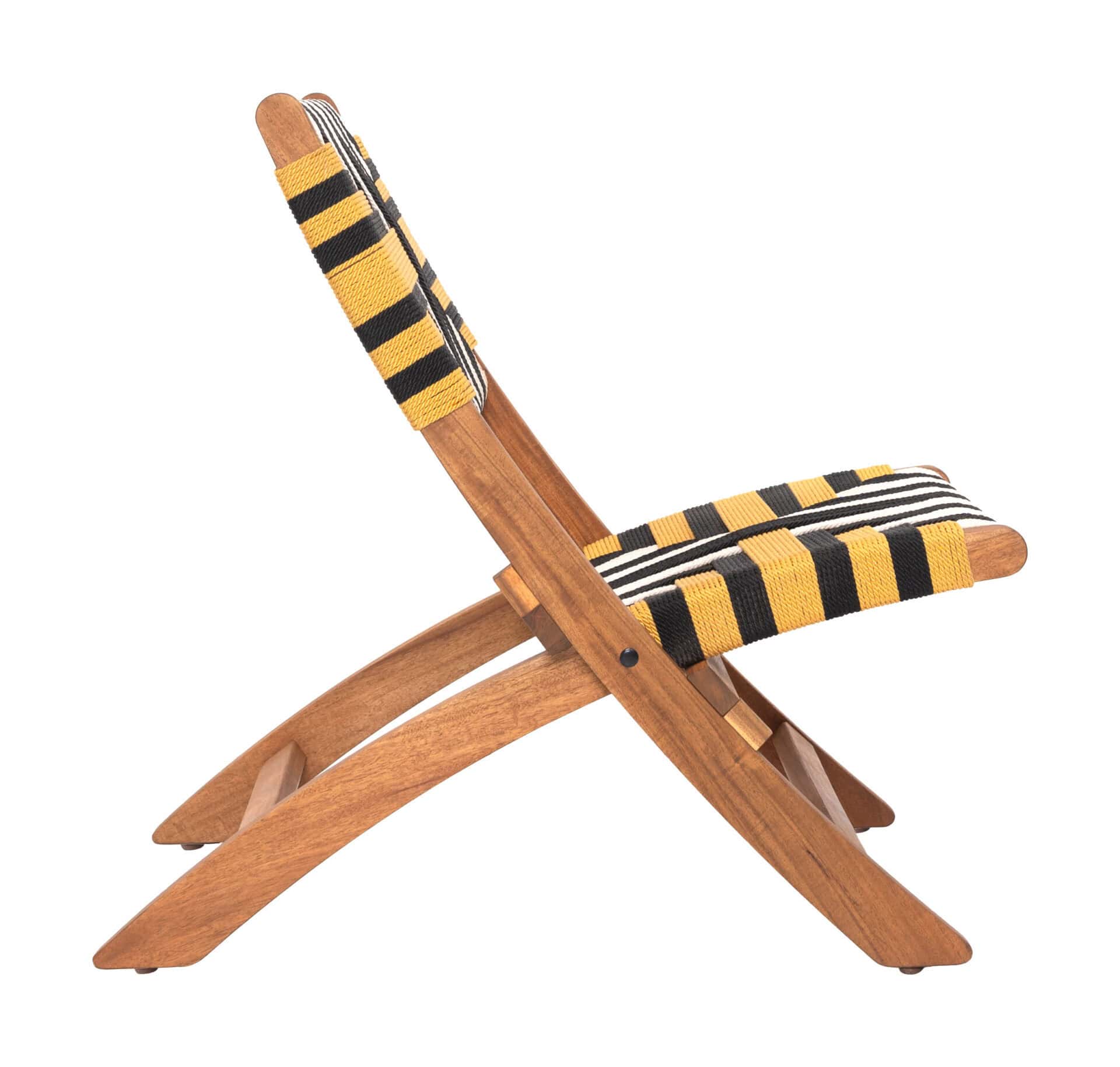 Multicolor Acacia Wood Outdoor Lounge Chair With Weather-Resistant Weave 4 Multicolor Acacia Wood Outdoor Lounge Chair With Weather-Resistant Weave - Image 4