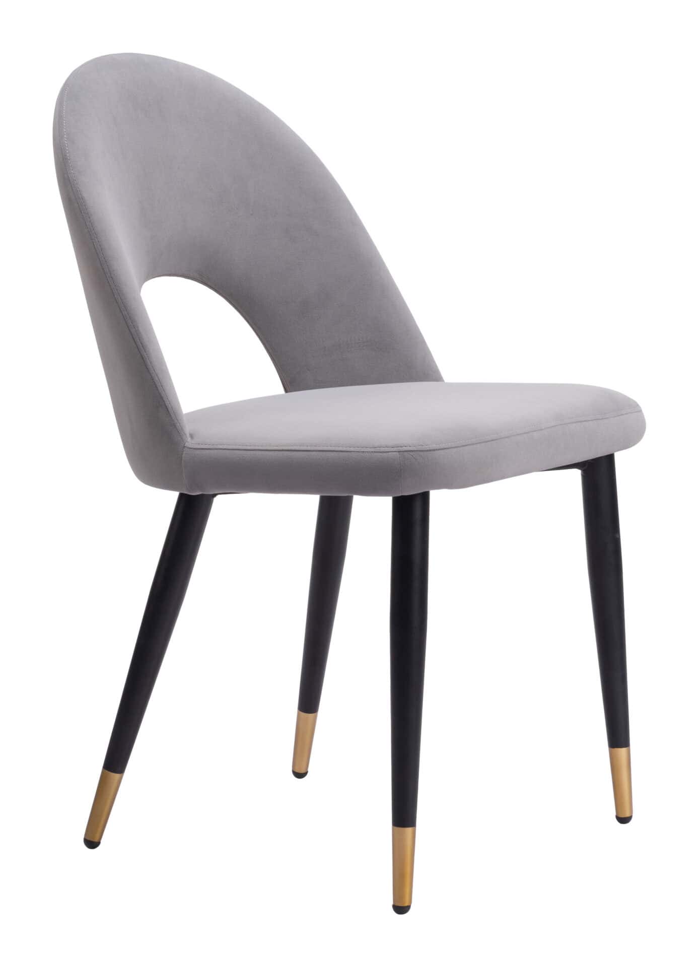 Modern Gray Velvet Dining Chair with Steel Base (Set of 2) 8 Modern Gray Velvet Dining Chair with Steel Base (Set of 2) - Image 8