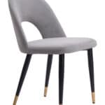 Modern Gray Velvet Dining Chair with Steel Base (Set of 2) 17 Modern Gray Velvet Dining Chair with Steel Base (Set of 2)
