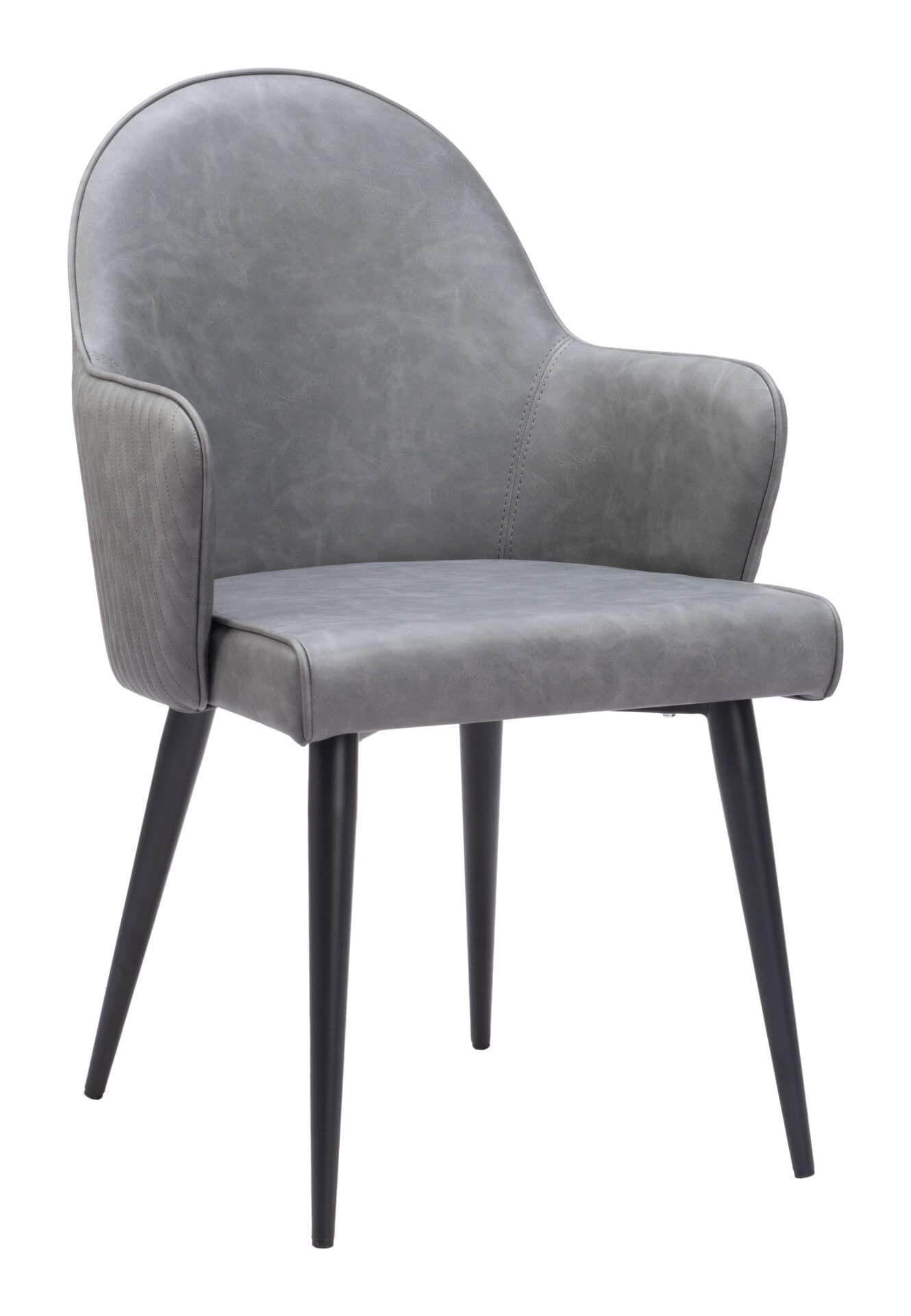 Gray Modern Dining Chair with Faux Leather and Steel Frame 6 Gray Modern Dining Chair with Faux Leather and Steel Frame - Image 6