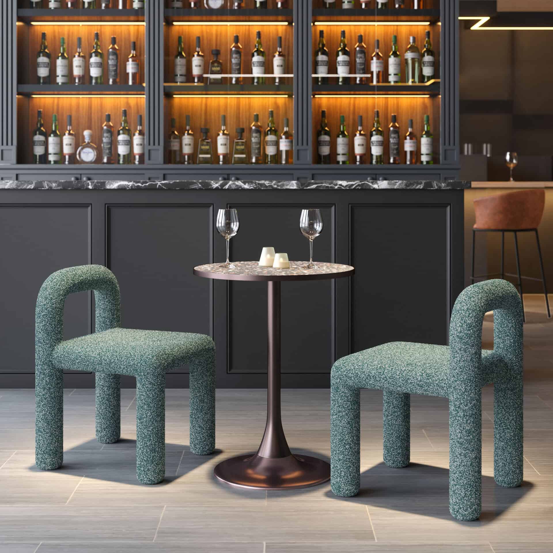 Shearling Style Dining Chair with Wood Frame Snowy Green (Set of 2) 1 Shearling Style Dining Chair with Wood Frame Snowy Green (Set of 2)