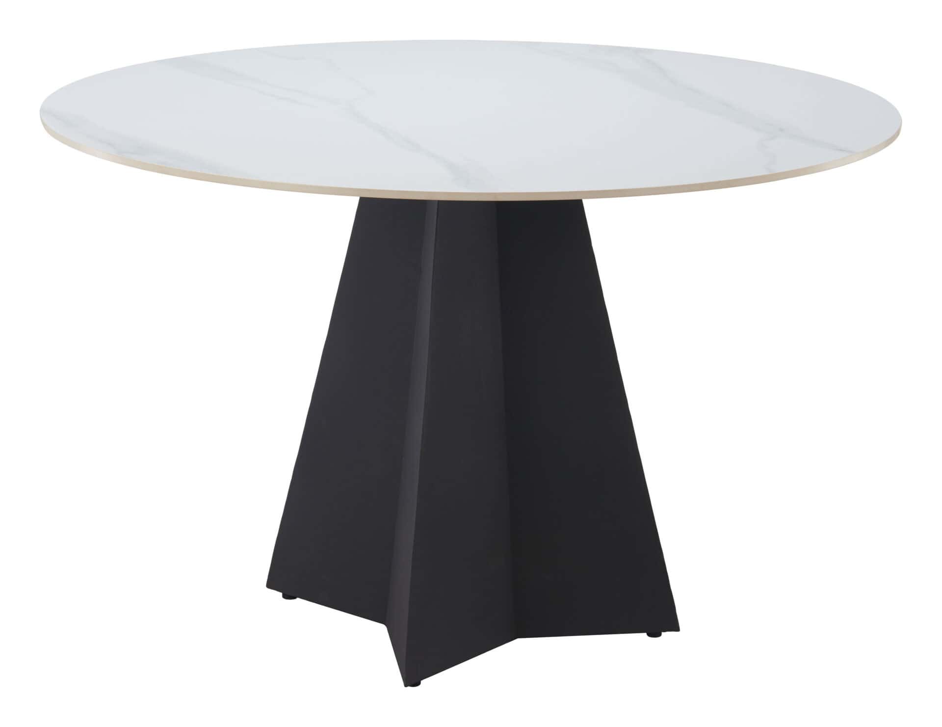 White Sintered Stone Round Dining Table with Steel Base 6 White Sintered Stone Round Dining Table with Steel Base - Image 6