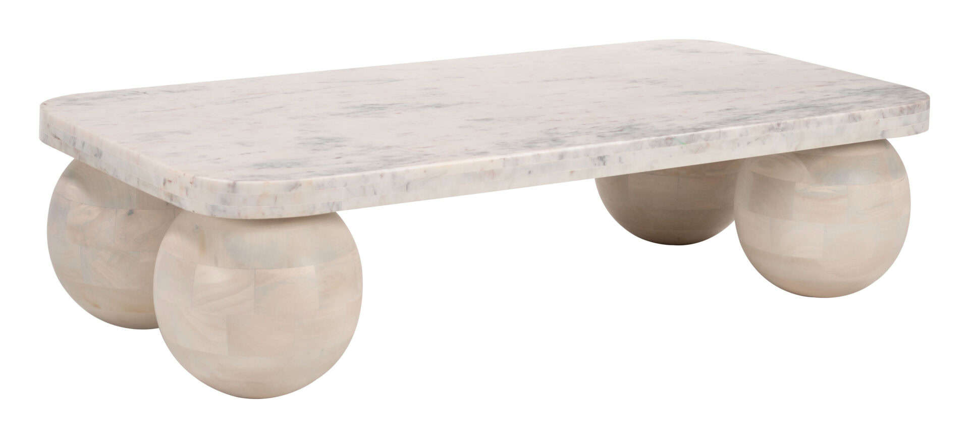 Natural Mango Wood Coffee Table with Marble Top 3 Natural Mango Wood Coffee Table with Marble Top - Image 3
